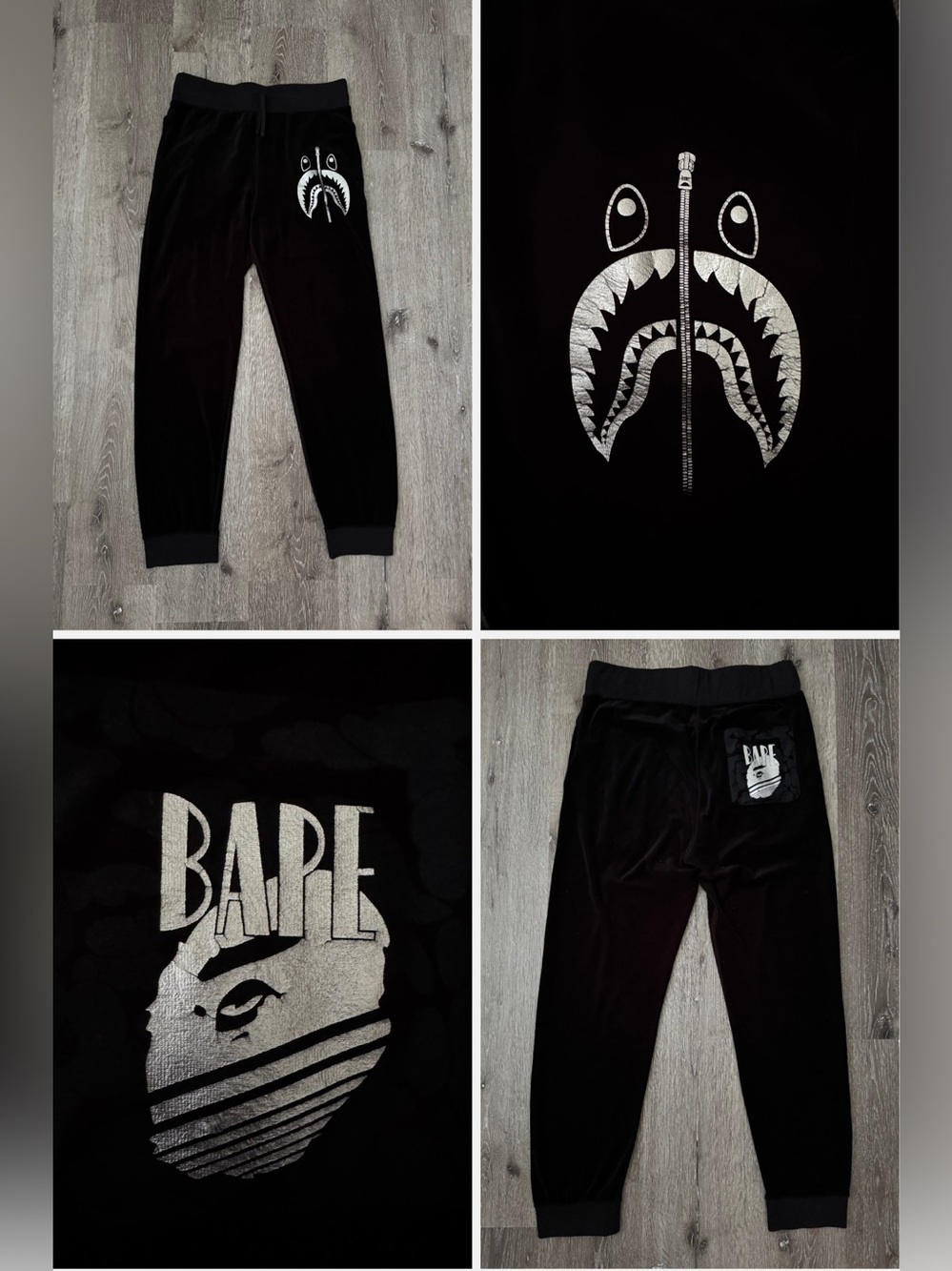 BAPE a Bathing Ape Velour Shark Track Pants Size Large